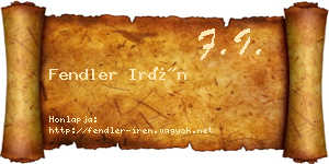 Fendler Irén névjegykártya
